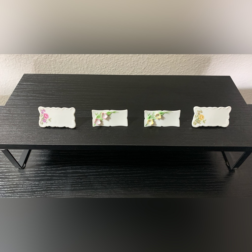VTG Shafford Porcelain Name Place Cards Set Of 4 Roses